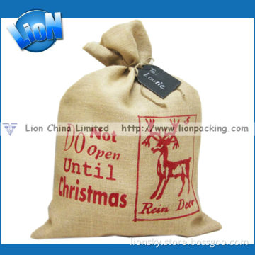 Santa Logo Burlap Bag for Christmas Day